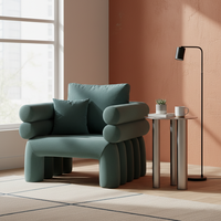 Canapé d'angle inclinable à siège unique en forme de tube rembourré moderne pour appartement, hôtel ou bureau