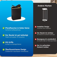 Poubelle de cuisine 2-en-1 robuste en plastique pour déchets et compost avec sac intérieur lavable