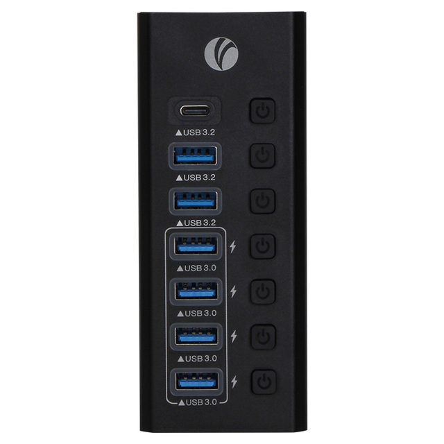 VCOM 7 in 1 Type C Hub with 12V 2A Power Adapter USB Splitter 12W Power Charge USB3.2 10Gbps Data Hub for Laptop