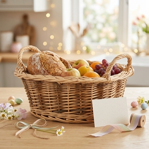 <span class=keywords><strong>Cesta</strong></span> de mimbre vacía con asas para regalos, chocolates, frutos secos, pan y <span class=keywords><strong>frutas</strong></span>, ideal para festividades, Pascua, Día de la Madre y cumpleaños - Product Image 6