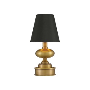 Brass Tiered & Black Fabric Shade Modern Classic Table Lamp | Timeless Lighting for Hotel Guest Room & Bedroom - Product Image 1