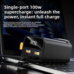 แบตสำรองพก<span class=keywords><strong>พา</strong></span> OEM 100W ความจุ 20000mAh พร้อมสายชาร์จแบบยืดหดได้และหน้าจอแสดงผล - ชาร์จเร็<span class=keywords><strong>ว</strong></span>, ตั<span class=keywords><strong>ว</strong></span>เครื่องอะลูมิเนียม, สำหรับแล็ปท็อปและการใช้งานกลางแจ้ง - Product Image 4