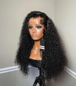 Perruques brésiliennes en cheveux vierges prêtes à être expédiées, bouclées afro crépues, pré-épilées, densité 180%, avec dentelle frontale complète 13x4, pour femmes noires - Product Image 1