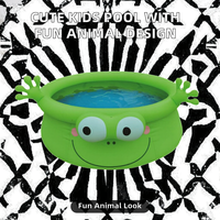 3D Frosch Aufstellpool aus PVC für Kinder mit Cartoon-Tier-Design, Einfache Installation, Niedlich und Spaßig