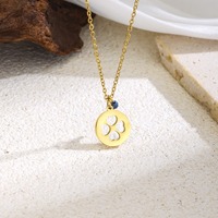 Collier Cœur Creux Simple avec Breloque Ronde et Petite Perle Bleue – Accessoire de Mode Chic et Tendance pour Femme – Vente en Gros TGXL14709