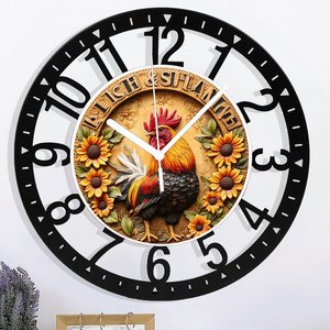 25cm Round Iron <strong>Clock</strong> Featuring a <strong>Lock</strong> and Key Icon - Product Image 3