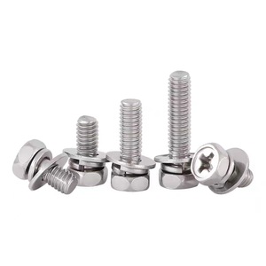 304 Stainless Steel Hex Head Bolt With Flat Spring Washer And Concave Phillips Head GB9074.13 Standard Grade 10.9 12.9 - Product Image 1