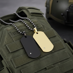2 pendenti raffinati e ciondoli militari in acciaio PENDANT STEEL MILITARY ARMY - Product Image 3