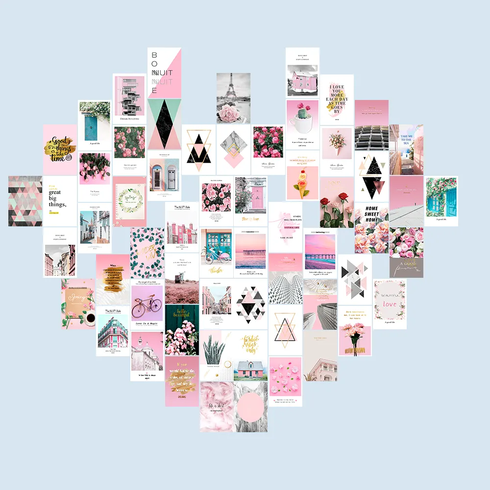 Hot Sale Geschenk Benutzer definierte 4x6 "Foto Pink Farbe 50pcs Ästhetische Bilder Wand Collage Kit für Wohnzimmer Schlafzimmer