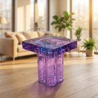 Table basse moderne nordique en acrylique avec plateau en verre créatif, facile à assembler, table d'appoint pour salon