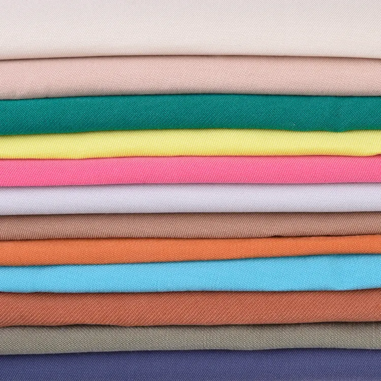 Toptan satış düz renk 90% Rayon 10% Polyester dokuma 130gsm katı boyalı kumaşlar