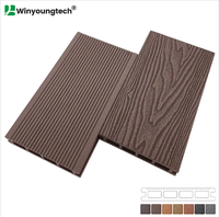 Plancher en bois composite extérieur standard européen, surface en grain de bois WPC, antidérapant pour terrasse et jardin