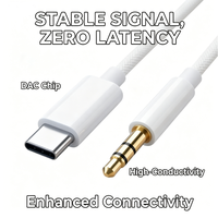 Adaptateur casque Type-C vers prise jack 3,5 mm femelle avec puce DAC intégrée, câble audio stéréo en PVC tressé pour téléphone portable