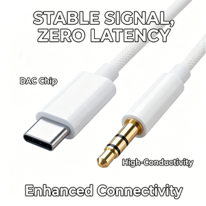 Adaptateur de casque de type <span class=keywords><strong>C</strong></span> à prise femelle 3,5 mm, puce DAC intégrée, cordon audio stéréo tressé pour tablette et téléphone - Product Image 2