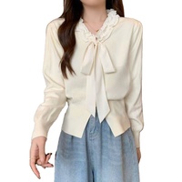 Cardigan de luxe pour femme, style rétro élégant, col en V, anti-plis, manches longues, confortable, décontracté, avec nœud et cordon de serrage