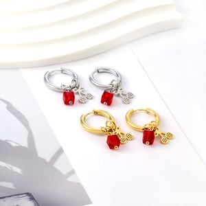 Pendientes de Aro con Circonitas en Forma de Cereza para Niñas, Estilo Moderno, Acero Inoxidable, Lindos Pendientes de Anime, Precio Económico 2023 - Product Image 6