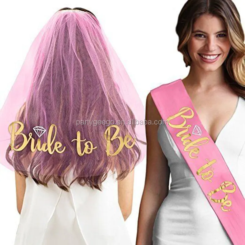 สีขาวสีชมพู hen party เจ้าสาว sashes hen party