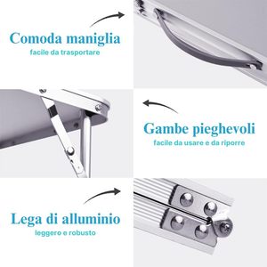 Folding Picnic <b>Table</b> Aluminum 60x40x26 Cm <b>Portable</b> With Handle Travel Outdoor Use - Product Image 3