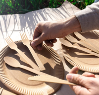 100% ensemble de couverts jetables en bambou naturel-pour les mariages, y compris couteau, cuillère et fourchette