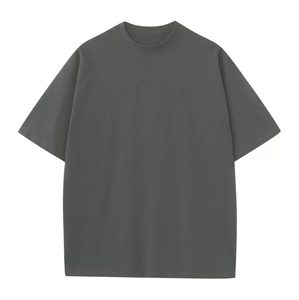 T-shirt décontracté à manches courtes en tricot uni surdimensionné pour homme, col rond - Product Image 4