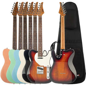 Chitarra EART Guitars EYP-TLC con Scala 648mm, Interruttore a 3 Vie, 1 Tono 1 Volume, Corpo in Mogano Roasted Bookmatch, Pickup Artones-YPT-Classic - Product Image 1