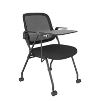 Vente en gros de chaise empilable pliable pivotante en maille chaise de salle de conférence pour étudiants chaise de salle de formation avec bloc-notes