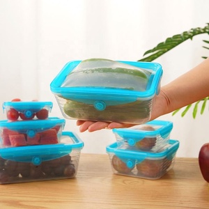 Wholesale 6 Pack Portable Fruit <b>Storage</b> <b>Box</b> Set Large Transparent Plastic Refrigerator Food Container with Silicone Lid Cover PP - Product Image 1