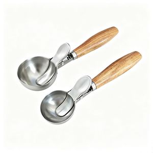 Stainless Steel Ice Cream Scoop With Wooden Handle Dishwasher Safe For Homemade Desserts - Product Image 3