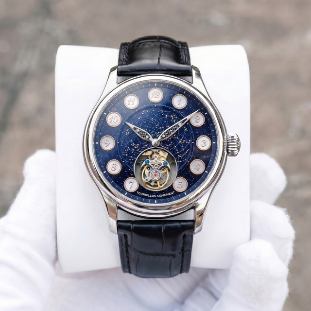 Tourbillon Mechanical Watch Sapphire Glass Guilloche Dial 316L Stainless Steel Custom Logo OEM Automatic Wristwatch Manufacturer