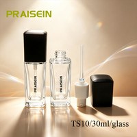 Vente en gros d'usine, flacon pompe carré en verre de 30 ml, transparent, vide, pour fond de teint liquide