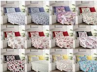Ensemble de literie en polyester imprimé floral 6 pièces, taille King Queen, avec draps et taies d'oreiller pour chambre à coucher