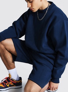 men's navy color short set wholesale custom design two piece shorts set - Product Image 3