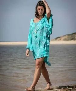 Produsen Gaun Pantai Wanita, Pakaian Renang Kaftan Penutup Celup Ikat Celup
