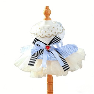 Ropa para Perros y Gatos, Falda de Tul con Estampado de Cuadros, Vestido Blanco para las Cuatro Estaciones, Traje de Poliéster - Product Image 5