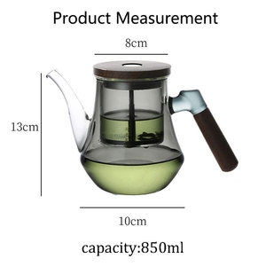 Tetera de Vidrio Borosilicato Soplado a Mano con Filtro, Tapa de Madera, Boquilla de Águila, Colador Extraíble, para Té de Hojas Sueltas, para Hogar y Cafetería - Product Image 6
