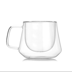 高ホウケイ酸二重壁コーヒーミルクグラスカップ（ハンドル付き） - Product Image 1