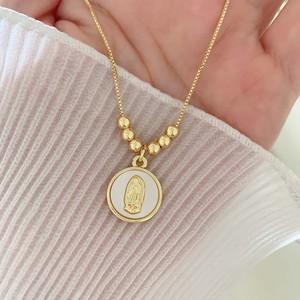 Collane LS-L6156 con Croce Smaltata Bianca e Disco Religioso, Collana con Pendenti a Forma di Stella e Cuore, Simboli Religiosi per Donne - Product Image 5