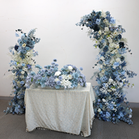 Ensemble d'arches de fleurs artificielles en soie bleues et blanches, centre de table de mariage, toile de fond de cérémonie, décoration de réception de banquet