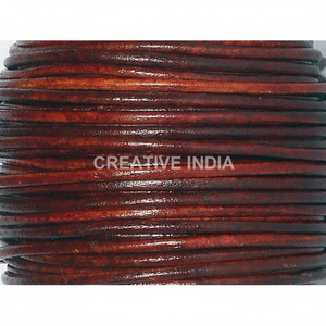 Cordon en cuir de vachette rond personnalisable 2 tons 3mm pour bijoux avec tailles disponibles 1mm 1.5mm 2mm 4mm 5mm 6mm 7mm 8mm - Product Image 1