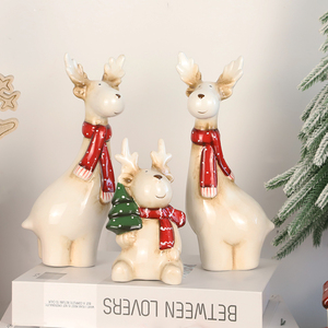 ديكور غرفة نوم منزلية للعام الجديد زينة عيد الميلاد سيراميك تمثال أيل لعيد الميلاد - Product Image 2