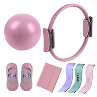 Set de Siete Piezas para Pilates: Anillo, Correa de Estiramiento, Banda de Resistencia de Silicona, Calcetines de Yoga, Pelota y Accesorios para Adelgazar
