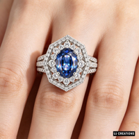 Bague de mariage personnalisée en or massif S925/10K/14K/18K, plaquée or 14 carats, avec pierre précieuse ovale en zircon cultivé en laboratoire, certifiée IGI, taille brillant