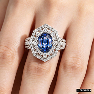 Bague de mariage personnalisée en or massif S925/10K/14K/18K, plaquée or 14 carats, avec pierre précieuse ovale en zircon cultivé en laboratoire, certifiée IGI, taille brillant - Product Image 3