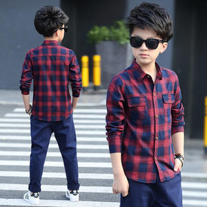 2019 New Wholesale <b>Spring</b> Autumn Long Sleeve Striped Breathable Eco-Friendly Cotton Casual Big Children Boys Shirt - Product Image 5