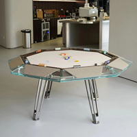 Table de luxe en daim importé d'Italie, table haut de gamme en flanelle, table de divertissement en verre trempé pour les jeux d'échecs et de cartes
