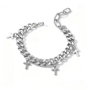 Nouveau Bracelet Homme Style Hiphop avec Pendentif Croix Géométrique au Design Simple, en Alliage Plaqué Or et Argent, Bijoux en Gros - Product Image 6