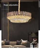 Lampes suspendues modernes du Guangdong, lustre en cristal Asfour or K9, éclairage de plafond en acier inoxydable de luxe, lustres en cristal
