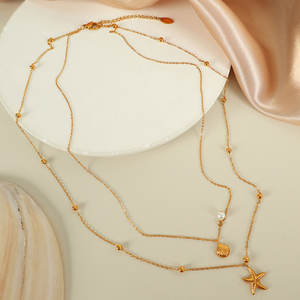 Collar de Acero Inoxidable 316L Personalizado, Chapado en Oro PVD de 14K/18K, Joyería Fina de Moda con Estrellas de Mar y Conchas Marinas en Capas para Mujer - Product Image 3