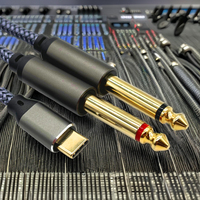 USB C zu 1/4 "Zoll Audio kabel, Typ C zu Dual 6,35mm TRS Stereo Aux Kabel Y Splitter Interconnect Aux vergoldetes Adapter kabel