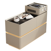 Haut-parleur Bluetooth à chargement sans fil Table de chevet Armoire latérale flottante intelligente avec serrure d'éclairage à commande vocale pour le salon